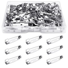 100 Pcs Bar Pins – Silver Brooch Clasp for Badges, DIY Craft, 1inch/25mm