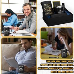 6 Pcs Book Lovers Gifts for Men Women 17 oz Abibliophobia Coffee Mugs Leather…