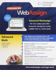 ADVANCED MATH WEBASSIGN-ACCESS – Printed Access Code – VERY GOOD