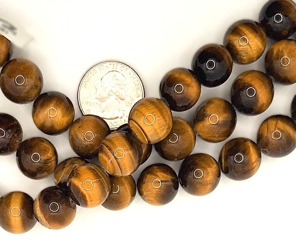 15mm Tiger’s Eye Round Gemstone Beads 8-inch Strand