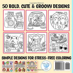 Bold and Easy Coloring Book for Adults: Cute Relaxation Comfy and Groovy Designs