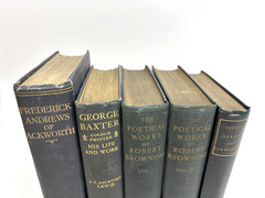 Collection of Distressed Old Books for Decoration. 22cm shelf space.