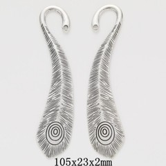 5pcs 105*23*2MM Tibetan Silver Alloy Charm Peacock feather Bookmark Pendant
