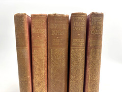 Collection of Small Old Books for Decoration. 10cm shelf space. 15.5cm Tall