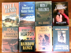 Lot of 8 LARGE PRINT Western Books Novels Ex-Library Cowboy by Mixed Authors