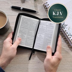 KJV Holy Bible,Mini Pocket Bible–Zippered Black Faux Leather Bible w/Ribbon Ma..