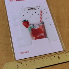 Strawberry Soda Yummy Foil Stamped Rollbahn Bookmark 2.1×2.2in