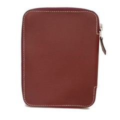 HERMES Agenda Zip Notebook cover Smooth Leather Bordeaux Card Case Zip Aro…