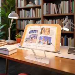 (15.4 x 11 Inches) Large Bamboo Book Stand for Reading Books with 360° Rotati…
