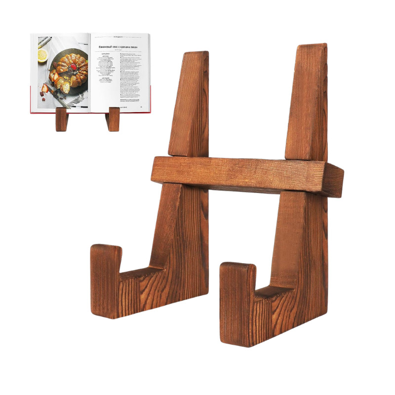 Wooden Cookbook Stand 8.8in Recipe Book Holder Kitchen Counter Stand Rustic