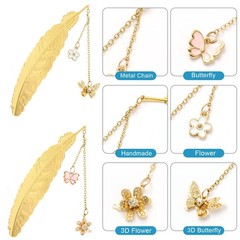 2 Pieces Gold Feather Bookmark, SoyKay Metal Bookmarks 4.5in x 0.9in,