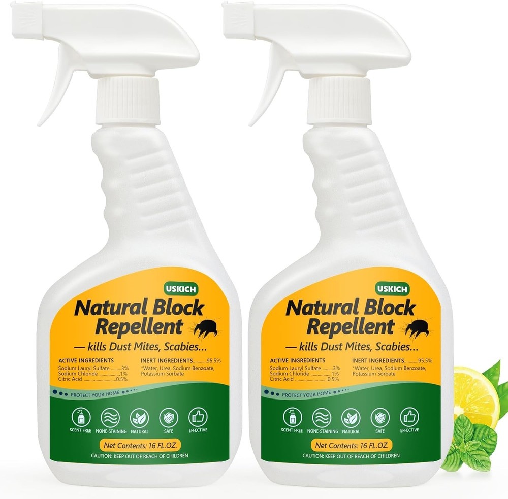 Mite Treatment Spray– 16 Oz – Kills Dust, Scabies, Spider, Carpet, Bird, Mouse &