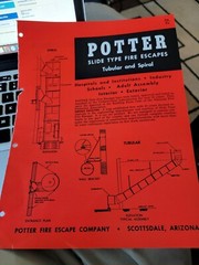 1964 Potter Slide Type Fire Escape 4 Page Brochure Catalog Scottsdale Arizona