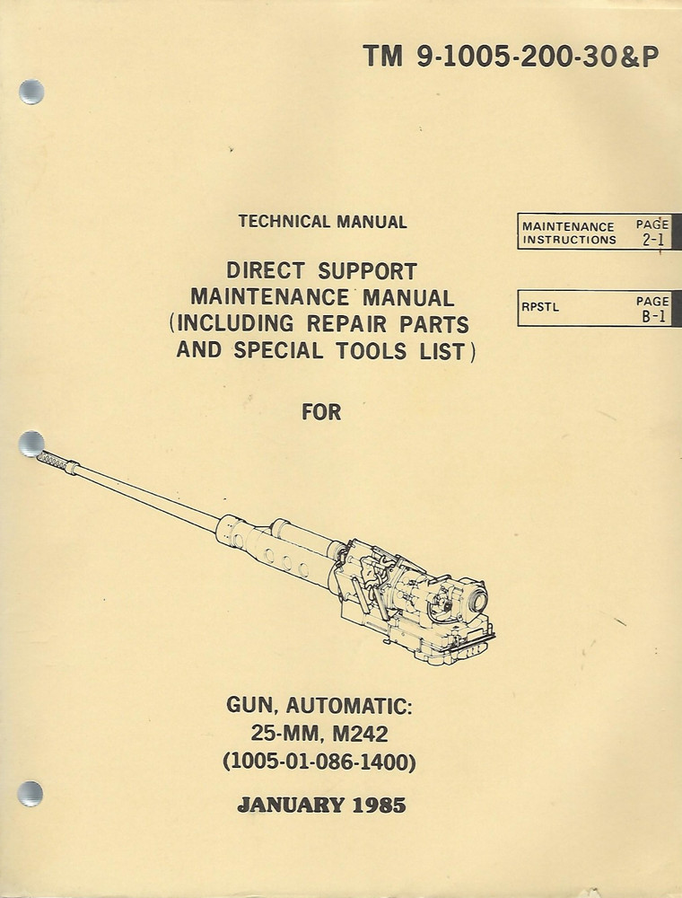 Historical book Gun, Automatic: 25-MM, M242, Depot Maint Parts