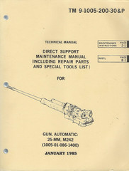 Historical book Gun, Automatic: 25-MM, M242, Depot Maint Parts