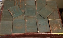 RARE Lot 18 Antique Green Little Leather Library Book 1920 Kipling Wilde Thoreau