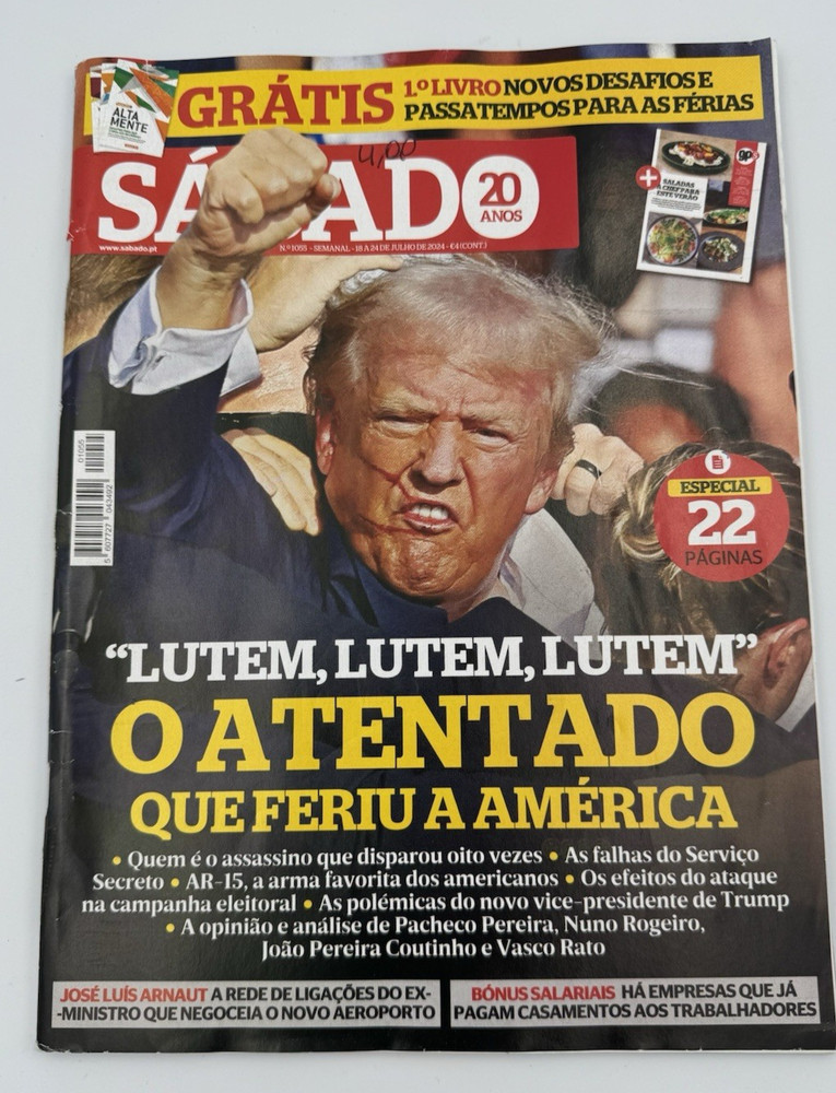 Sábado Magazine Trump Assassination Attempt Portugal July 2024 Original Rare
