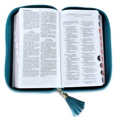 Biblia Chequera Letra 8.5 puntos RV1960 imit piel turquesa y blanco con indice