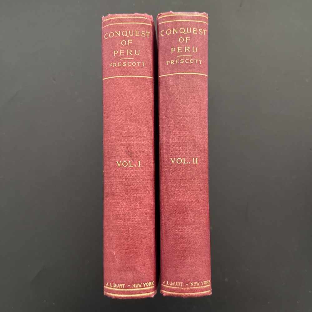 History of the Conquest of Peru by William Prescott 2 Volumes Burt