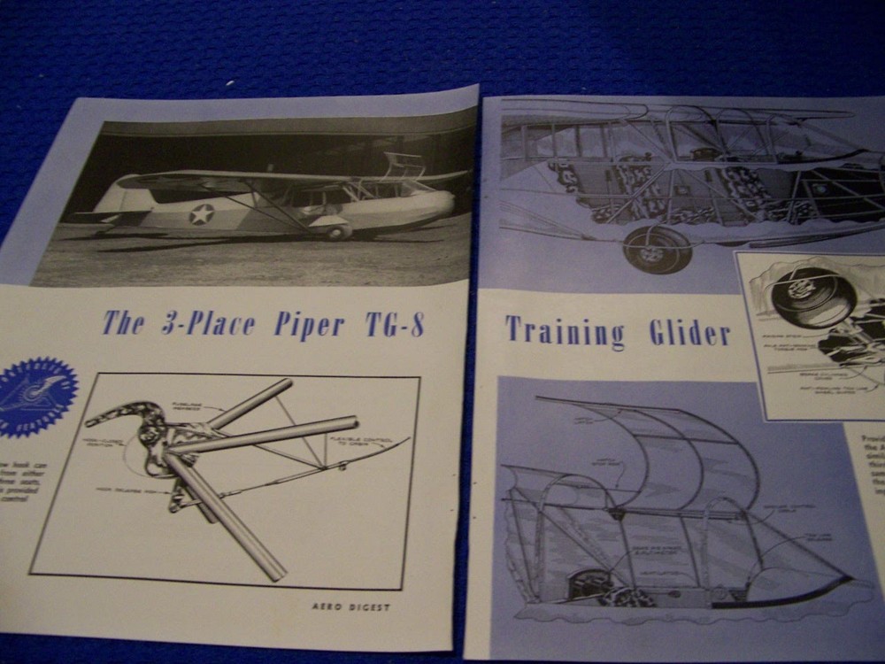 1942 PIPER TG-8 GLIDER “DESIGN FEATURES”..2-PAGES OF DETAIL PROFILES (584QQ)