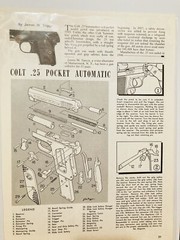 Colt Automatic .25 Pocket Automatic Takedown Exploded View Legend