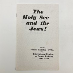 The Holy See and the Jews Special Number 1939 Reprint IRSS IRSS Vatican WWII Era