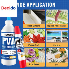 Book Repair & Binding Glue Kit – 8.5 Oz + 2×1.35 Oz Acid-Free PVA Adhesive – Neu