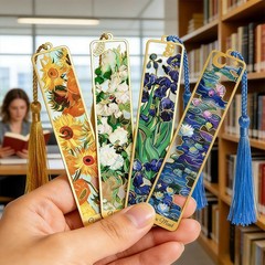 Kinsound Metal Bookmarks with Tassel, Golden Van Gogh 4.25″ x 0.86″, Gold