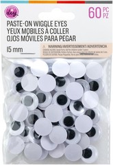CousinDIY Paste-On Wiggle Eyes 15mm 60/Pkg-Black