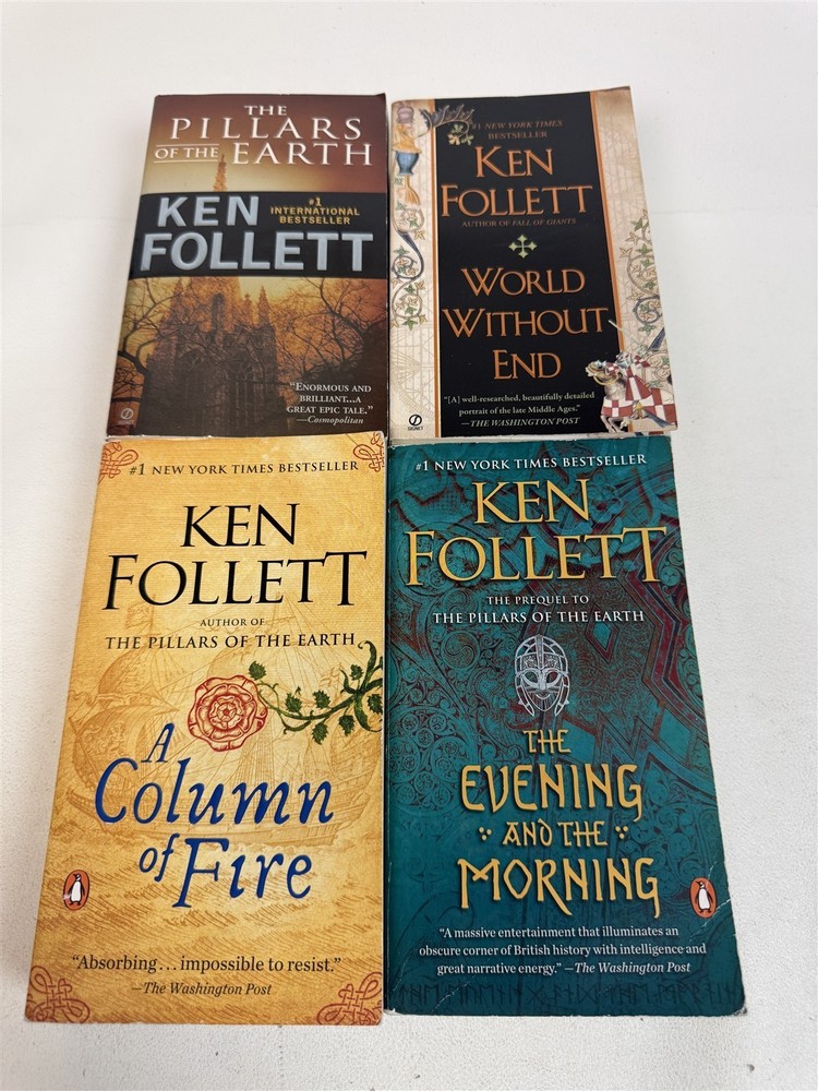 Ken Follett Lot 1st 4 Kingsbridge Pillars Earth World w/o End Column Fire Evenin