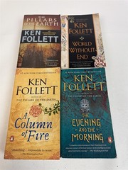 Ken Follett Lot 1st 4 Kingsbridge Pillars Earth World w/o End Column Fire Evenin