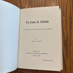 To Live Is Christ By John F. Walvoord HBDJ
