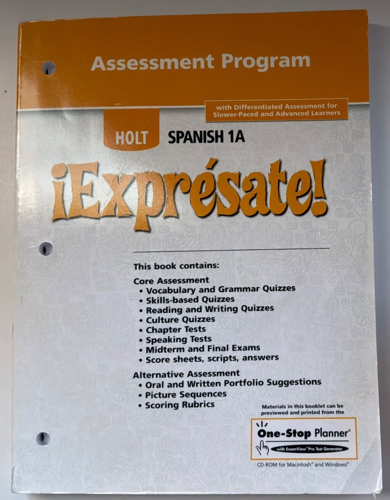 !Expresate! Holt Spanish 1A Assessment Program with CD