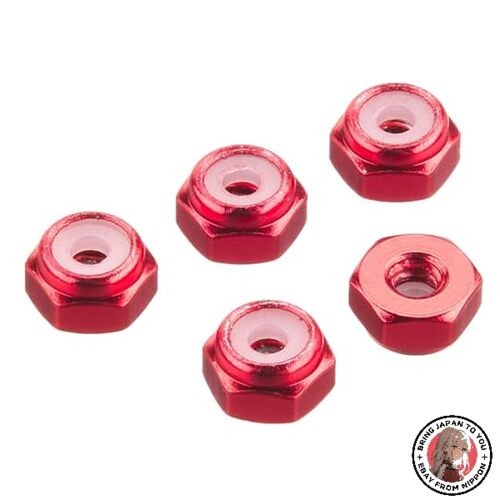 NEW Tamiya Mini 4WD Grade-Up Parts Series No. 493 2mm Aluminum Lock Nuts, Red, 5