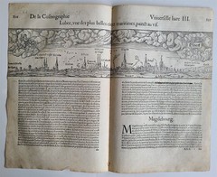 1575 LUBECK GERMANY view LEAF – BELLEFOREST ED. of MUNSTER COSMOGRAPHY antique