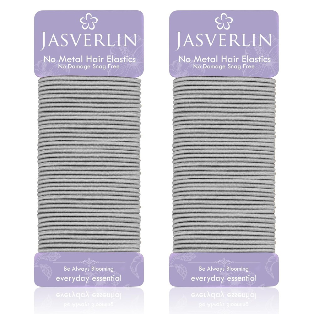 JASVERLIN 2MM Light Gray Hair Ties, No Slip 1 Count (Pack of 80),