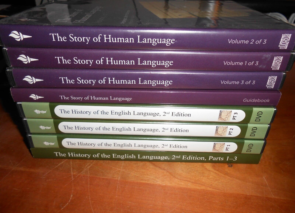2 Great Courses (HUMAN LANGUAGE (CD) & ENGLISH LANGUAGE (DVD)) – VGC not tested