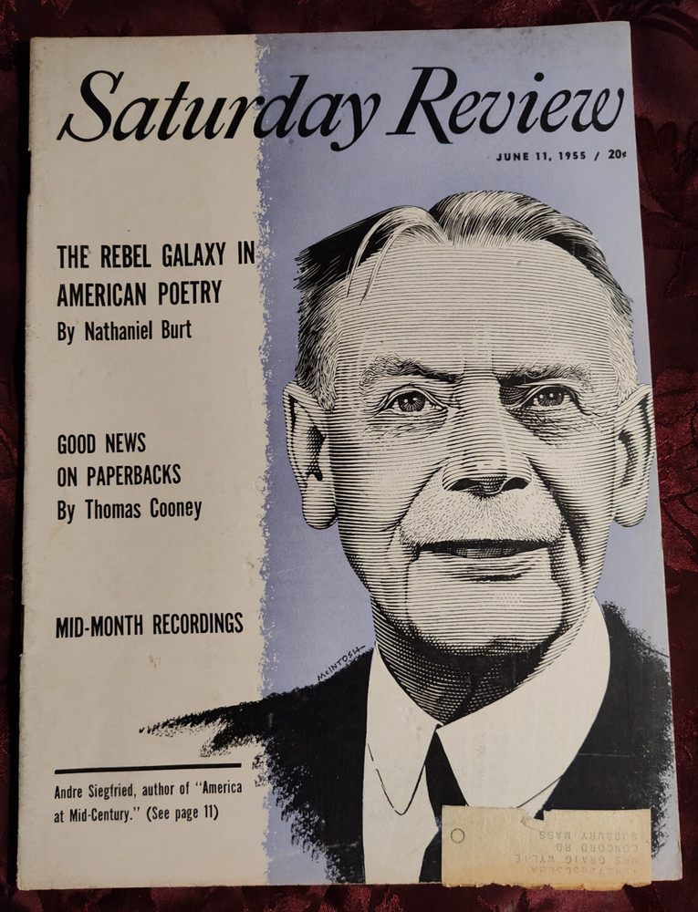 Saturday Review Magazine June 11 1955 ANDRE SIEGFRIED ALLAN NEVINS NATHANIEL BUR