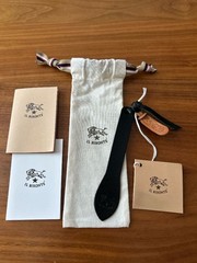 IL BISONTE Leather Bookmark Black 5.1in x 1.0in Un Gift
