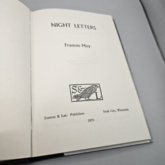 Night Letters SIGNED by Frances May 1st Edition Hardcover Poetry Book 1971 Blue