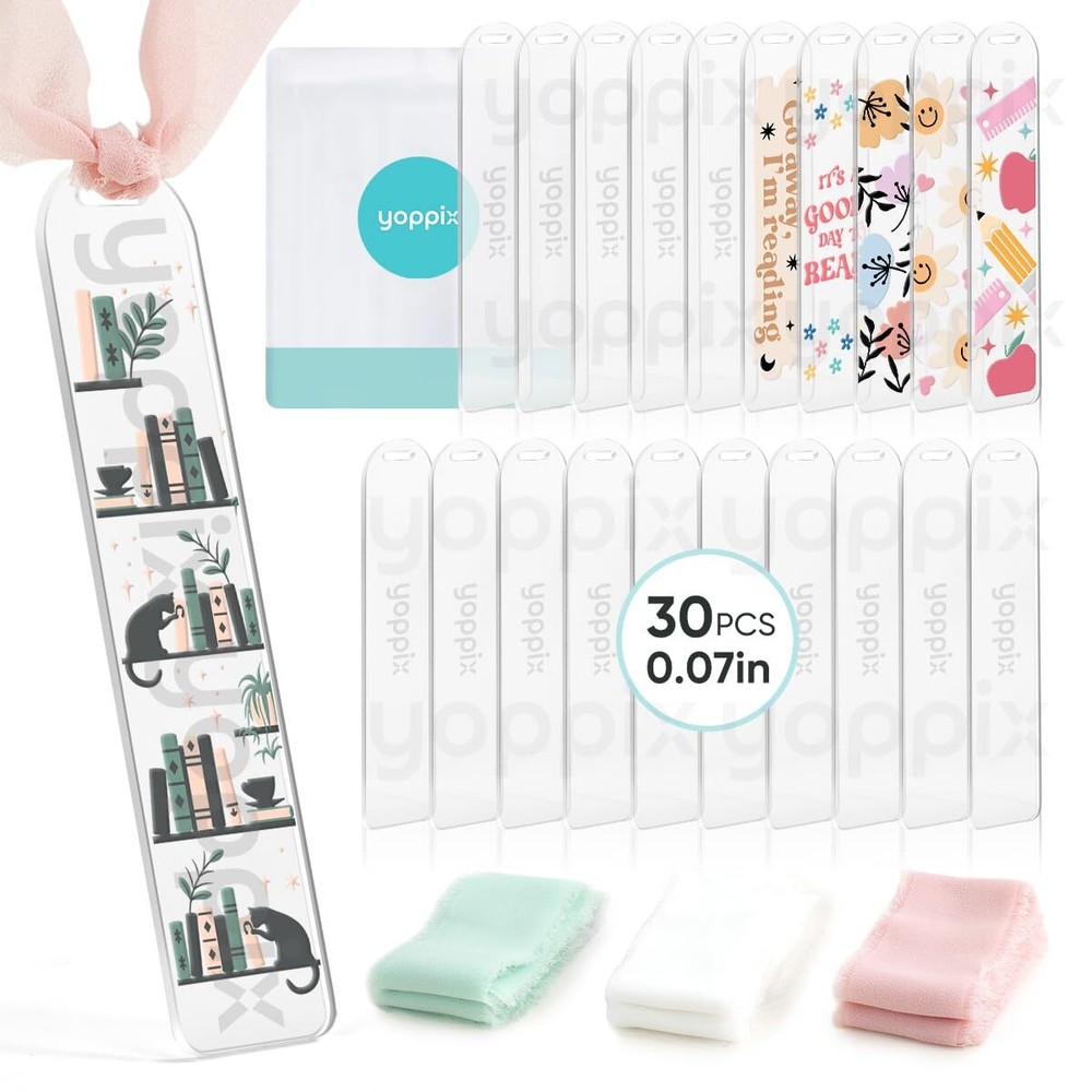 30 Pieces Acrylic Bookmark Blanks- 2mm Thicken Clear Acrylic Bookmarks with 3…