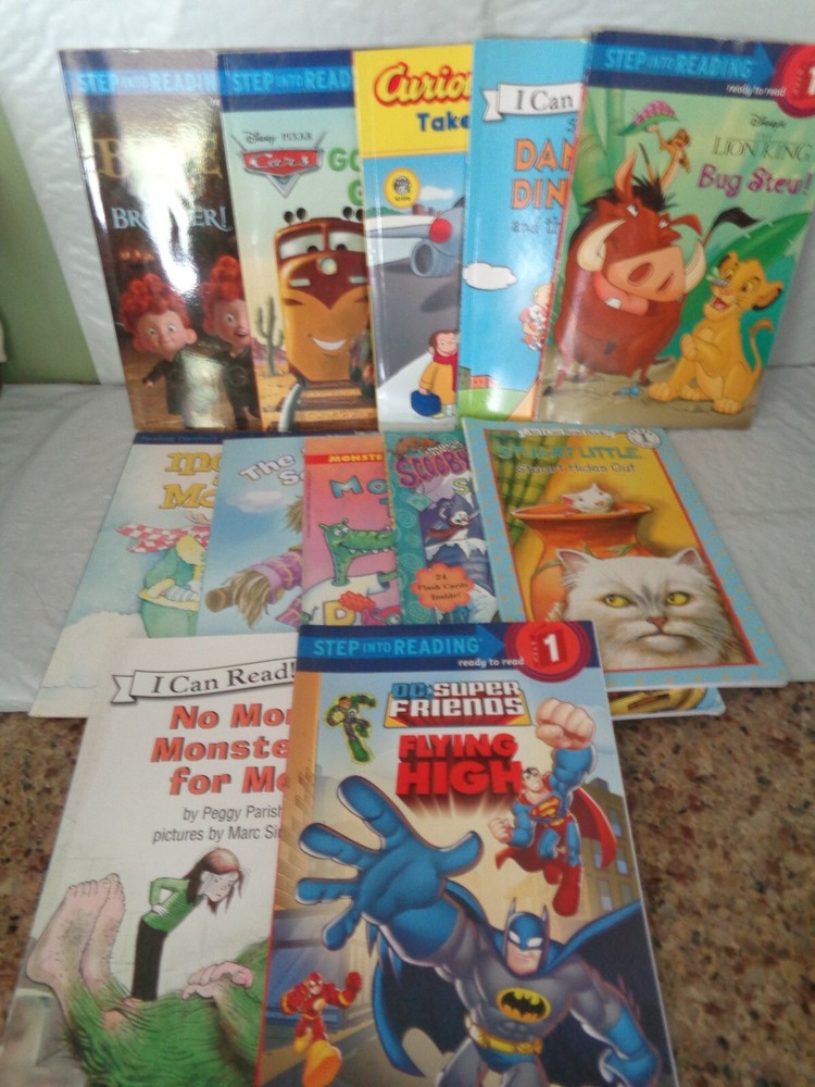 (12) Level 1 – Softcover Children’s Boy’s Books – Lion King – George – Cars