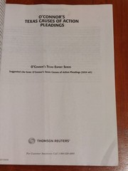 O’Connor’s Texas Causes of Action Pleadings 2024 ed.O’Connor Expert Series