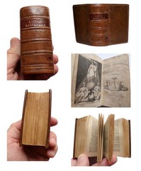 1845 Dictionary of Geography MINIATURE BOOK Nice old FULL LEATHER BINDING