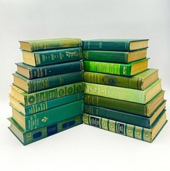 Vintage Book Lot of 5 GREEN Old Antiquarian Rare Decoration Hardcover Books