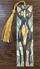 Paper Bookmark with Tassel 1.6 X 5.9 in. Stained Glass Cat