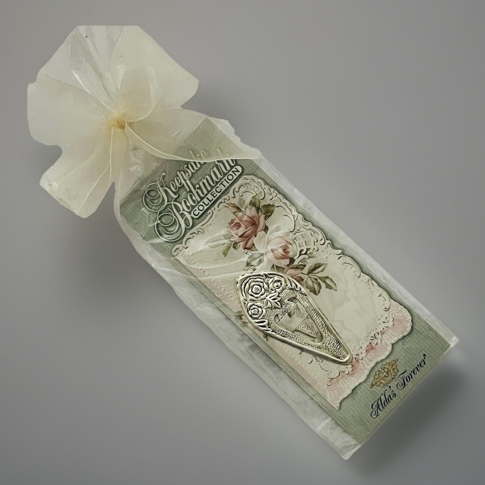 Keepsake Bookmark Alda’s Forever Rose Silvertone Small Vintage 2.5″ Made In USA
