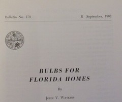 BULBS FOR FLORIDA HOMES by John Watkins 1962 Department of Agriculture 56 pages
