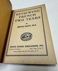 Textbook Reviewing French 2 Years AMSCO 1952 Benita Daley Paperback Vintage