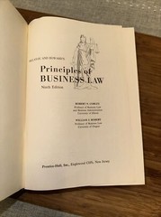 PRINCIPLES OF BUSINESS LAW by Corley & Robert. 1971 9th Edition HC. VERY GOOD.